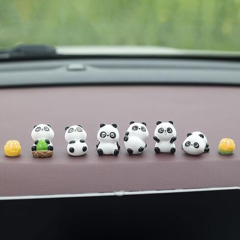 Mini Resin Panda and Orange Car Rear View Mirror Accessories, Funny Dashboard Decorations, Cute Car Interior Decors Ornament Gifts (Set of 6) in Saudi Arabia