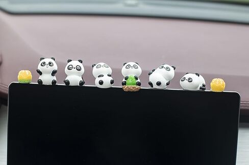 Mini Resin Panda and Orange Car Rear View Mirror Accessories, Funny Dashboard Decorations, Cute Car Interior Decors Ornament Gifts (Set of 6) in Saudi Arabia