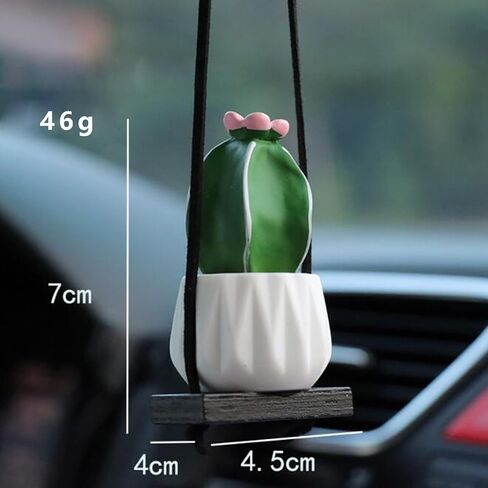 Cactus Fleshy Car Rear View Mirror Decorative Cactus Car Ornament Accessories Cute Potted Plant Succulent Hanging Pendant,E in Saudi Arabia