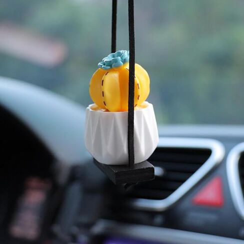 Cactus Fleshy Car Rear View Mirror Decorative Cactus Car Ornament Accessories Cute Potted Plant Succulent Hanging Pendant,E in Saudi Arabia
