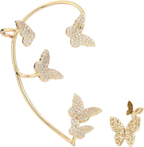 فراشة الأذن الكفة التفاف للنساء الزركون فراشة الأقراط كليب الذهب الساطع فراشة الأذن الأصفاد والأغطية للفتيات in Kuwait