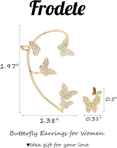 فراشة الأذن الكفة التفاف للنساء الزركون فراشة الأقراط كليب الذهب الساطع فراشة الأذن الأصفاد والأغطية للفتيات in Kuwait