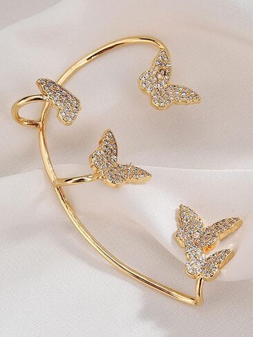 فراشة الأذن الكفة التفاف للنساء الزركون فراشة الأقراط كليب الذهب الساطع فراشة الأذن الأصفاد والأغطية للفتيات in Kuwait