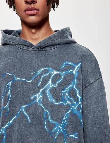 Vamtac Mens Graphic Hoodies Oversized Washed Vintage Hoodie Streetwear Sweatshirt Hooded Pullover in Kuwait