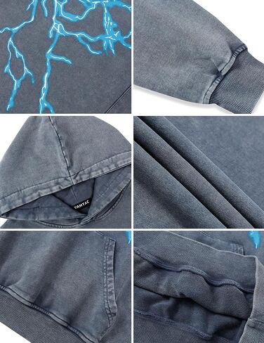 Vamtac Mens Graphic Hoodies Oversized Washed Vintage Hoodie Streetwear Sweatshirt Hooded Pullover in Kuwait