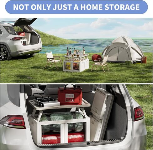 100Qt Outdoor Storage Box with Door and Lift - Storage Bins with Lids, Collapsible Plastic Storage Bins for Closets, Trunk Car, Camping, Outdoor/Indoor in Saudi Arabia