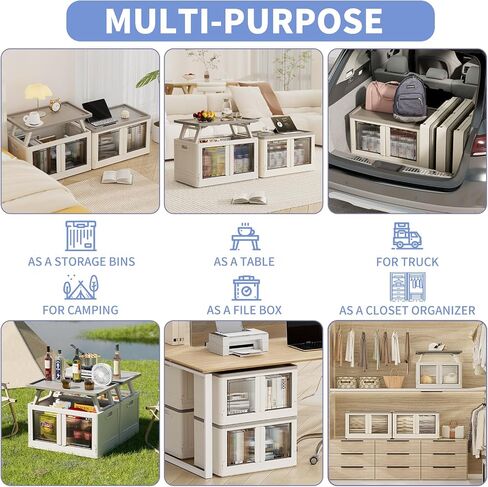 100Qt Outdoor Storage Box with Door and Lift - Storage Bins with Lids, Collapsible Plastic Storage Bins for Closets, Trunk Car, Camping, Outdoor/Indoor in Saudi Arabia