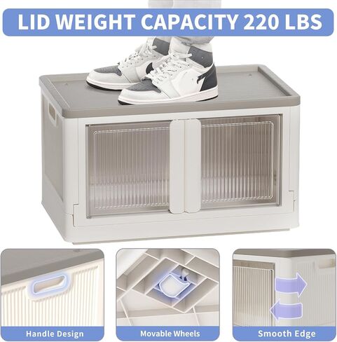 100Qt Outdoor Storage Box with Door and Lift - Storage Bins with Lids, Collapsible Plastic Storage Bins for Closets, Trunk Car, Camping, Outdoor/Indoor in Saudi Arabia