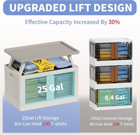 100Qt Outdoor Storage Box with Door and Lift - Storage Bins with Lids, Collapsible Plastic Storage Bins for Closets, Trunk Car, Camping, Outdoor/Indoor in Saudi Arabia