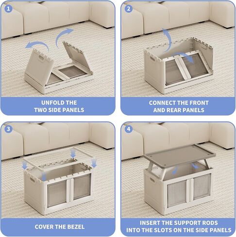 100Qt Outdoor Storage Box with Door and Lift - Storage Bins with Lids, Collapsible Plastic Storage Bins for Closets, Trunk Car, Camping, Outdoor/Indoor in Saudi Arabia