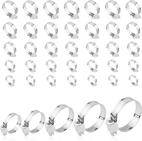 30 قطعة مشابك خرطوم من الفولاذ المقاوم للصدأ، 5/8 بوصة إلى 1 بوصة (16-25 مم) مشبك خط وقود قابل للتعديل، مشابك خرطوم الرادياتير أدوات السيارات لخط الوقود والأنابيب والأنابيب وخرطوم الرادياتير (16-25 مم) in Kuwait