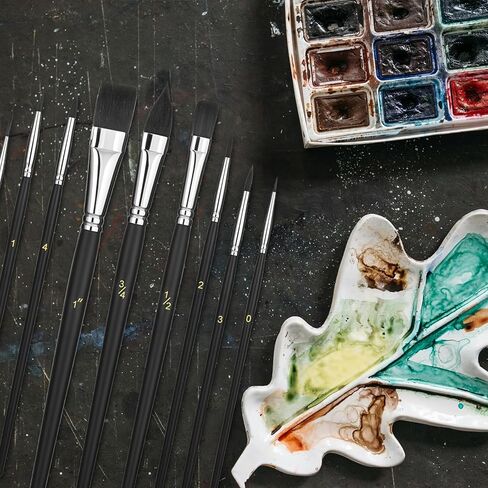 12pcs Watercolor Paint Brush Set, Cat Tongue Paint Brush Professional Artist Brushes for Acrylic Painting, Flat Soft Nylon Hair Oil Paint Brushes for Detail Painting Gouache Tempera Art Painting in Saudi Arabia