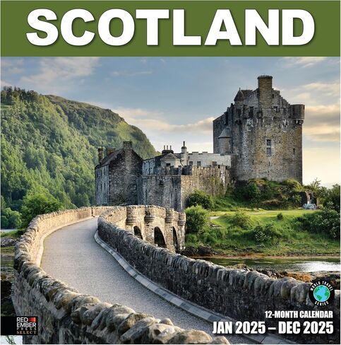 RED EMBER Select Scotland 2025 Hangable Monthly Wall Calendar | 12" x 24" Open | Thick & Sturdy Paper | Giftable in Saudi Arabia
