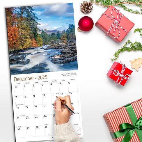 RED EMBER Select Scotland 2025 Hangable Monthly Wall Calendar | 12" x 24" Open | Thick & Sturdy Paper | Giftable in Saudi Arabia