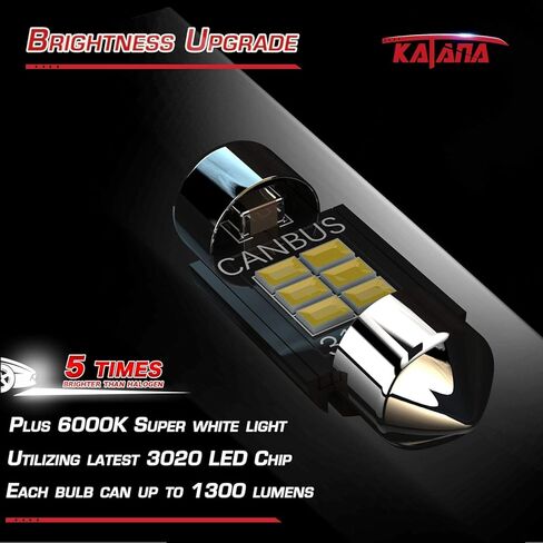 Katana T10 194 921 LED Bulbs,Dome Map Interior Door Backup Reverse License Plate Courtesy Parking Trunk Lights - CANBUS Error Free - 2835 Chips 6000K Cool White (Pack of 10) in Kuwait