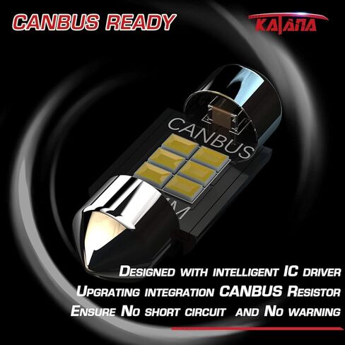 Katana T10 194 921 LED Bulbs,Dome Map Interior Door Backup Reverse License Plate Courtesy Parking Trunk Lights - CANBUS Error Free - 2835 Chips 6000K Cool White (Pack of 10) in Kuwait