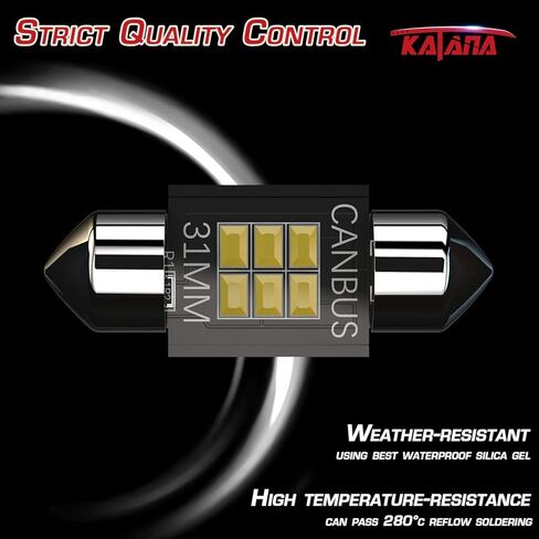 Katana T10 194 921 LED Bulbs,Dome Map Interior Door Backup Reverse License Plate Courtesy Parking Trunk Lights - CANBUS Error Free - 2835 Chips 6000K Cool White (Pack of 10) in Kuwait