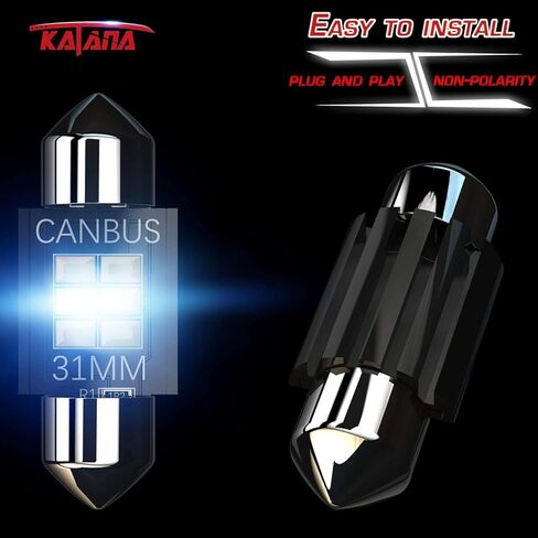 Katana T10 194 921 LED Bulbs,Dome Map Interior Door Backup Reverse License Plate Courtesy Parking Trunk Lights - CANBUS Error Free - 2835 Chips 6000K Cool White (Pack of 10) in Kuwait