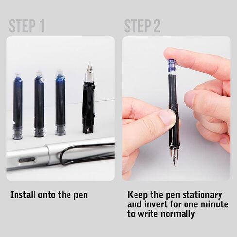 30PCS Blue Fountain Pen Ink Cartridges Refill, Blue Ink Refills, International Standard Size 3.4mm Bore Diameter (Blue) in Saudi Arabia