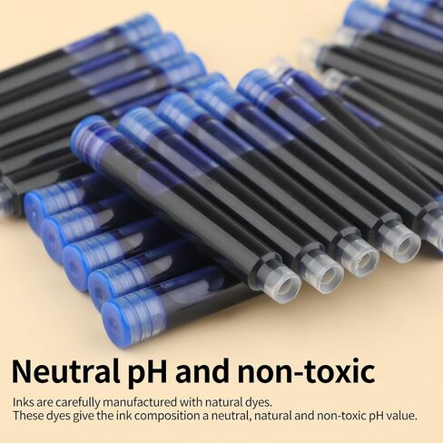 30PCS Blue Fountain Pen Ink Cartridges Refill, Blue Ink Refills, International Standard Size 3.4mm Bore Diameter (Blue) in Saudi Arabia
