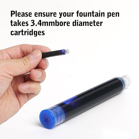 30PCS Blue Fountain Pen Ink Cartridges Refill, Blue Ink Refills, International Standard Size 3.4mm Bore Diameter (Blue) in Saudi Arabia