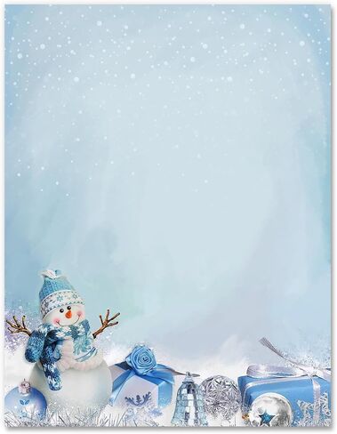 AnyDesign 60 Sheet Christmas Stationery Paper Winter Purple Blue Snowflake Letterhead Letter Writing Paper for Notes Greeting Cards Invitation Office Printing, Single-Sided, 8.5 x 11 Inch in Saudi Arabia