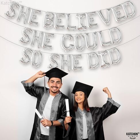 KatchOn, Purple She Believed She Could So She Did Balloons - 16 Inch | Graduation Balloons, Congratulations Decorations | 2024 Graduation Party Decorations, Purple Graduation Decorations Class of 2024 in Saudi Arabia