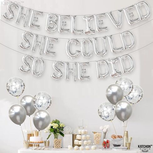 KatchOn, Purple She Believed She Could So She Did Balloons - 16 Inch | Graduation Balloons, Congratulations Decorations | 2024 Graduation Party Decorations, Purple Graduation Decorations Class of 2024 in Saudi Arabia