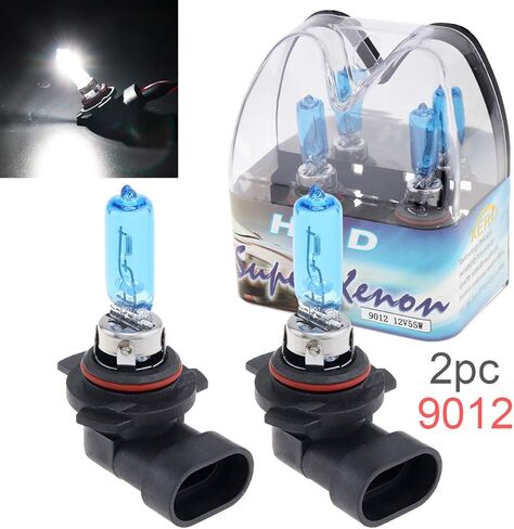 9012 مصباح هالوجين، 12 فولت 55 وات 6000 كيلو ضوء أبيض فائق السطوع مصباح هالوجين للسيارة مصباح ضباب أمامي تلقائي، حزمة من 2 in Kuwait