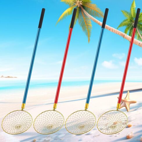 WILLBOND 4 Pcs Shell Scooper for Beach Sand Sifter Beach Scoop Shovels Shark Tooth Sifter, Sand Sifter with Long Adjustable Handle Beach Sifter Tool for Picking up Shells Beachcombing and Rock Hunting in Saudi Arabia