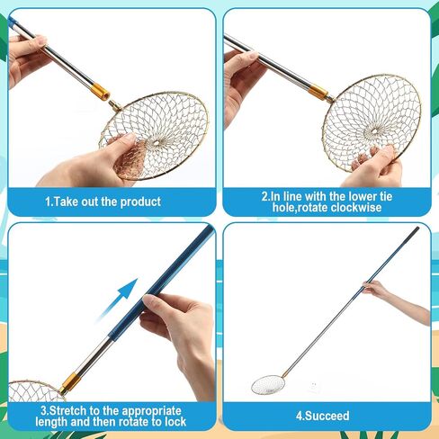 WILLBOND 4 Pcs Shell Scooper for Beach Sand Sifter Beach Scoop Shovels Shark Tooth Sifter, Sand Sifter with Long Adjustable Handle Beach Sifter Tool for Picking up Shells Beachcombing and Rock Hunting in Saudi Arabia
