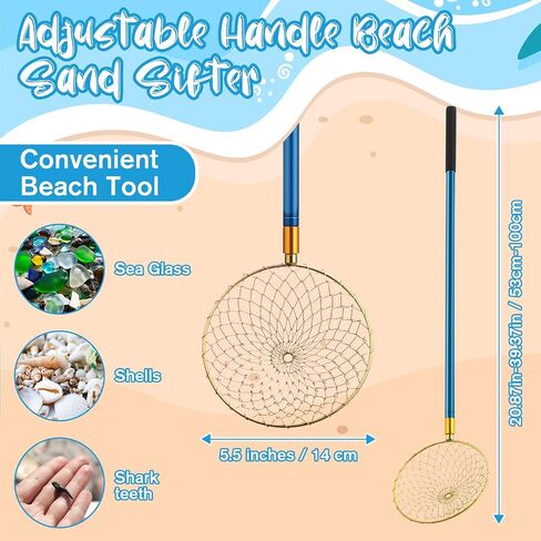 WILLBOND 4 Pcs Shell Scooper for Beach Sand Sifter Beach Scoop Shovels Shark Tooth Sifter, Sand Sifter with Long Adjustable Handle Beach Sifter Tool for Picking up Shells Beachcombing and Rock Hunting in Saudi Arabia