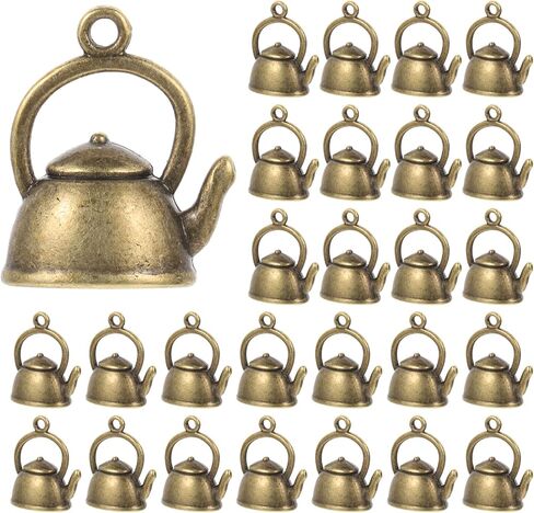Yardwe 50pcs Metal Teapot Charms Ancient Silver Teapot Shape Pendant Kettle Figurine Tibetan Vintage Tea Kettle Charm Pendants for Jewelry Making Necklace Bracelet Earring Bulk in Saudi Arabia