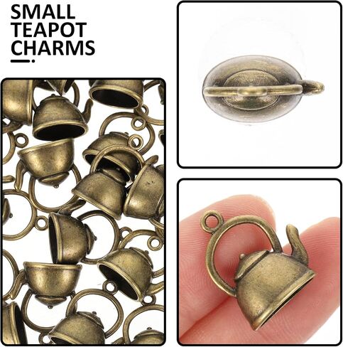 Yardwe 50pcs Metal Teapot Charms Ancient Silver Teapot Shape Pendant Kettle Figurine Tibetan Vintage Tea Kettle Charm Pendants for Jewelry Making Necklace Bracelet Earring Bulk in Saudi Arabia