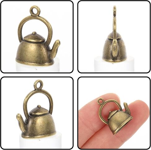 Yardwe 50pcs Metal Teapot Charms Ancient Silver Teapot Shape Pendant Kettle Figurine Tibetan Vintage Tea Kettle Charm Pendants for Jewelry Making Necklace Bracelet Earring Bulk in Saudi Arabia