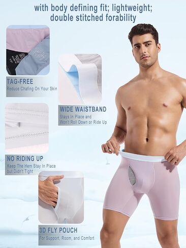 Men's Boxer Briefs Ice Silk Underwear,4-Pack Big & Tall XL-5XL Sexy Trunk Multipack Comfortable Cool Underwear Pack in Kuwait