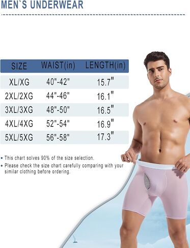Men's Boxer Briefs Ice Silk Underwear,4-Pack Big & Tall XL-5XL Sexy Trunk Multipack Comfortable Cool Underwear Pack in Kuwait