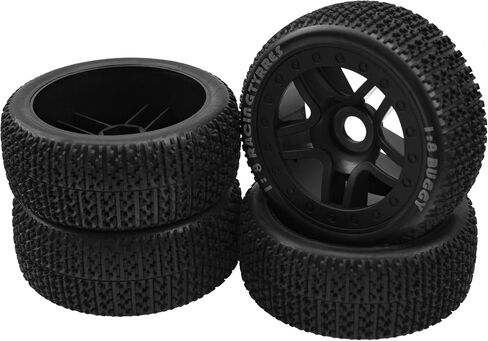 17mm Hex Hub 4.40''OD Rubber Tires & Plastic Wheel Rim w/Foam Compatible with 1/8 Arrma Python Kraton Redcat Kyosho Traxxas Sledge Losi HPI 1/8 Off-Road RC Buggy (Dot Style) in Saudi Arabia