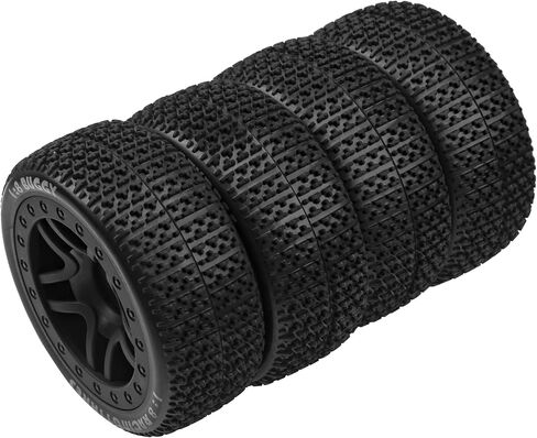 17mm Hex Hub 4.40''OD Rubber Tires & Plastic Wheel Rim w/Foam Compatible with 1/8 Arrma Python Kraton Redcat Kyosho Traxxas Sledge Losi HPI 1/8 Off-Road RC Buggy (Dot Style) in Saudi Arabia