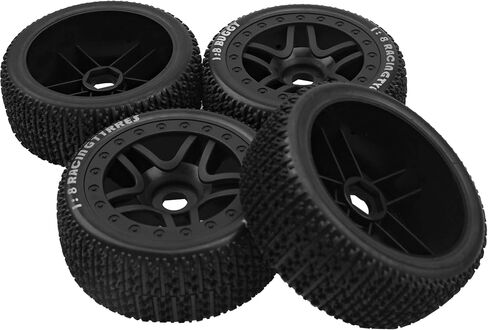17mm Hex Hub 4.40''OD Rubber Tires & Plastic Wheel Rim w/Foam Compatible with 1/8 Arrma Python Kraton Redcat Kyosho Traxxas Sledge Losi HPI 1/8 Off-Road RC Buggy (Dot Style) in Saudi Arabia