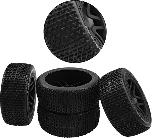 17mm Hex Hub 4.40''OD Rubber Tires & Plastic Wheel Rim w/Foam Compatible with 1/8 Arrma Python Kraton Redcat Kyosho Traxxas Sledge Losi HPI 1/8 Off-Road RC Buggy (Dot Style) in Saudi Arabia