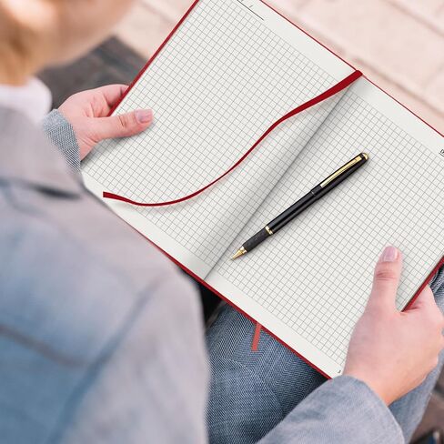 Plexon Classic Graph Paper Notebook & Journal, (Red), 160 Pages, Medium 5.5 inches x 8 inches - 120 GSM Thick, Hardcover, Gift Box included in Kuwait