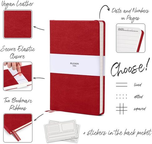 Plexon Classic Graph Paper Notebook & Journal, (Red), 160 Pages, Medium 5.5 inches x 8 inches - 120 GSM Thick, Hardcover, Gift Box included in Kuwait
