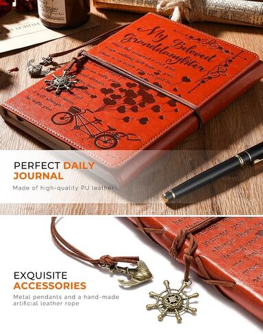 Father to Daughter Gifts Leather Writing Journal from Dad with Inspirational Quotes - Retro Tree of Life Faux Birthday Wedding Graduation Back to School Personal Diary, Travel, Writers Notebook Brown in Kuwait