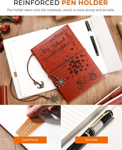 Father to Daughter Gifts Leather Writing Journal from Dad with Inspirational Quotes - Retro Tree of Life Faux Birthday Wedding Graduation Back to School Personal Diary, Travel, Writers Notebook Brown in Kuwait