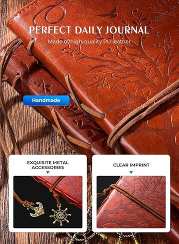 هدايا من الأب إلى الابنة مجلة كتابة جلدية من الأب مع اقتباسات ملهمة - شجرة الحياة الرجعية عيد ميلاد الزفاف التخرج العودة إلى المدرسة مذكرات شخصية، السفر، دفتر للكتاب بني in Kuwait