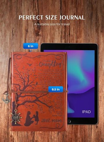 هدايا من الأب إلى الابنة مجلة كتابة جلدية من الأب مع اقتباسات ملهمة - شجرة الحياة الرجعية عيد ميلاد الزفاف التخرج العودة إلى المدرسة مذكرات شخصية، السفر، دفتر للكتاب بني in Kuwait