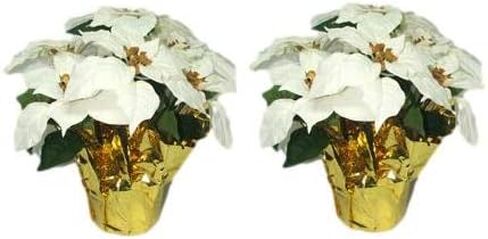 Creative Displays Large Premier Silk Poinsettia Plant Christmas Decorations, Amazingly Lifelike & Realistic, 17" x 15" (2 Pack) in Saudi Arabia