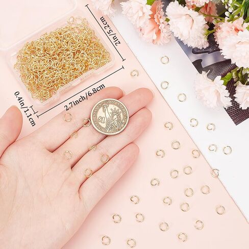Beebeecraft 1 صندوق 600 قطعة مجوهرات سبليت خواتم 18K مطلية بالذهب الفولاذ المقاوم للصدأ 6 مللي متر حلقات الانتقال المفتوحة لصنع المجوهرات in Saudi Arabia