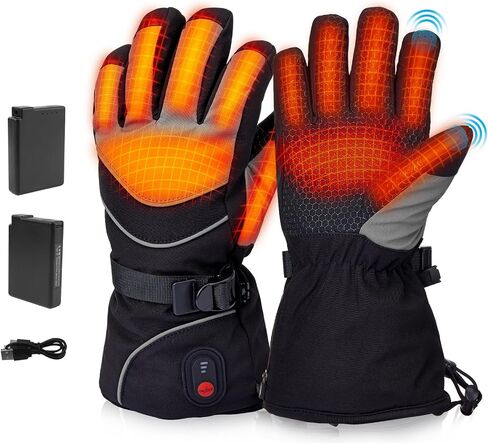 Heated Gloves for Men Women Rechargeable, 7.4v Battery Heated Ski Gloves Touchscreen Electric Gloves Heated Waterproof Heating Gloves for Winter Outdoor Work Skiing Hiking Camping in Saudi Arabia